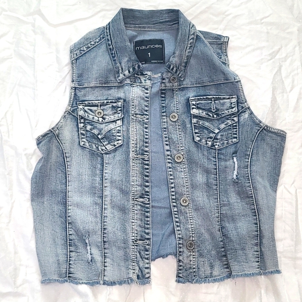 Distressed Blue Jean Vest